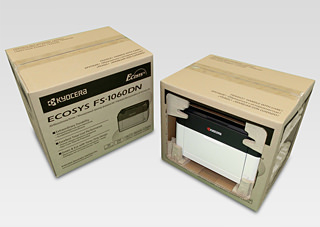 Kyocera ECOSYS packaging without styrofoam for sustainable office equipment shipping